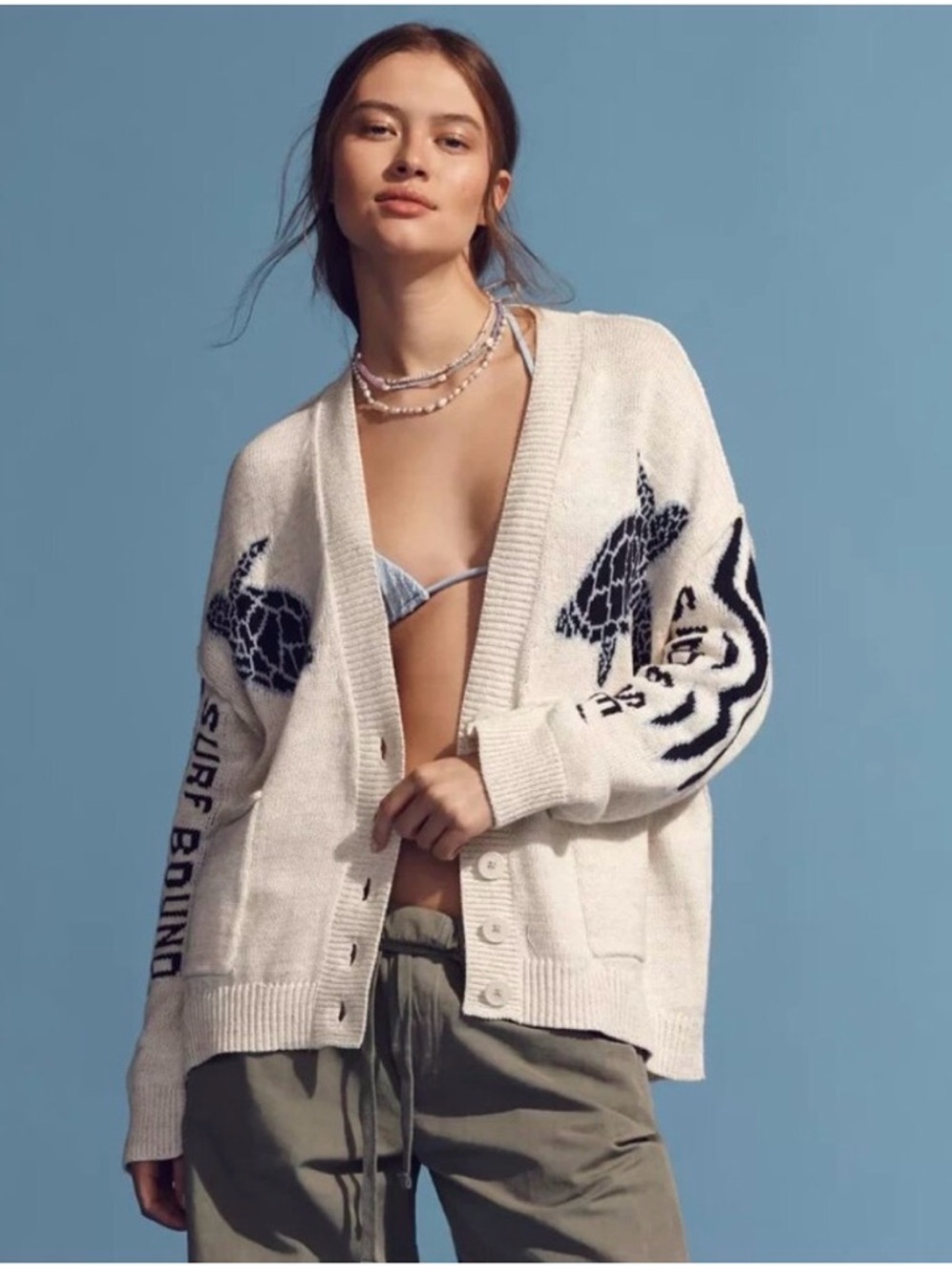 Pilcro by Anthropologie Turtle Graphic Cardigan – Size S (Oversized)